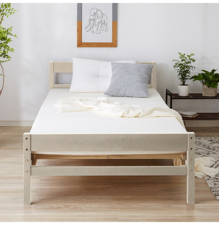 ベッド シングル すのこ 木製 ベッドフレーム  耐荷重200kg 高さ調節 3段階 天然木 北欧 すのこベッド フレーム レトロ シンプル おしゃれ ナチュラル 高さ調整