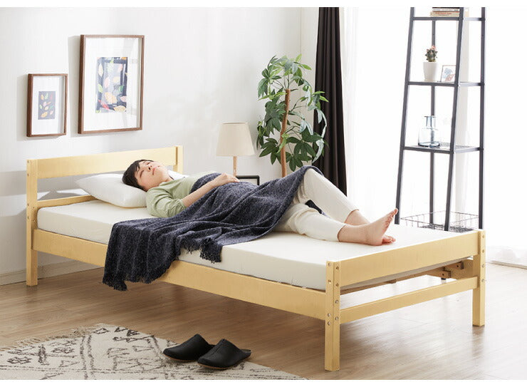 ベッド シングル すのこ 木製 ベッドフレーム  耐荷重200kg 高さ調節 3段階 天然木 北欧 すのこベッド フレーム レトロ シンプル おしゃれ ナチュラル 高さ調整