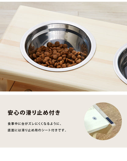 猫用 食器スタンド 木製 ボウル付き 選べるサイズ S M ペット用 猫 ねこ 食器台 餌台 餌入れ 餌皿 フードボウル 天然木 おしゃれ