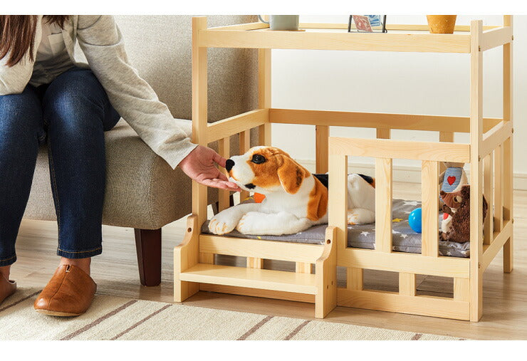 ペットベッド サイドテーブル ナイトテーブル 木製 ベッド 階段付き クッション付き 洗える 選べるサイズ S M L ペット用(代引不可)