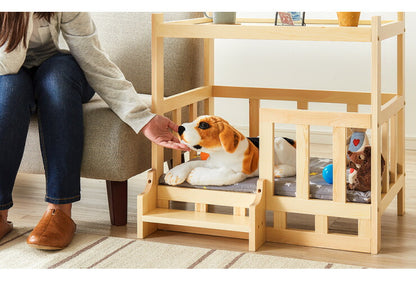 ペットベッド サイドテーブル ナイトテーブル 木製 ベッド 階段付き クッション付き 洗える 選べるサイズ S M L ペット用(代引不可)