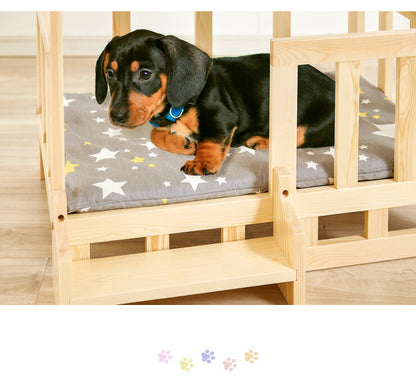 ペットベッド サイドテーブル ナイトテーブル 木製 ベッド 階段付き クッション付き 洗える 選べるサイズ S M L ペット用(代引不可)