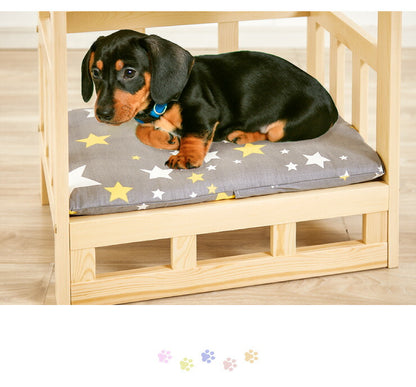 ペットベッド サイドテーブル ナイトテーブル 木製 ベッド クッション付き 洗える 選べるサイズ S M L ペット用 猫用 犬用