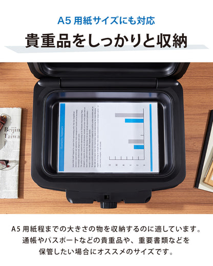 金庫 耐火 防水 家庭用 耐火金庫 手提げ 小型 5L A5サイズ パスポート 防災 防災対策 おしゃれ 手提金庫 家庭用金庫 家庭用耐火金庫 耐水 頑丈 ポータブル 持ち運び 鍵 チューブラーキー 北欧【送料無料】