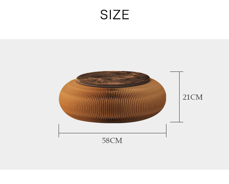 ペーパー座椅子 折りたたみ 幅58cm 高さ21cm 円形 クッション付 紙製 ハニカム構造 耐荷重300kg 撥水加工 クラフト紙 ナチュラル ホワイト おしゃれ 北欧 モダン リラックス ペーパークッション