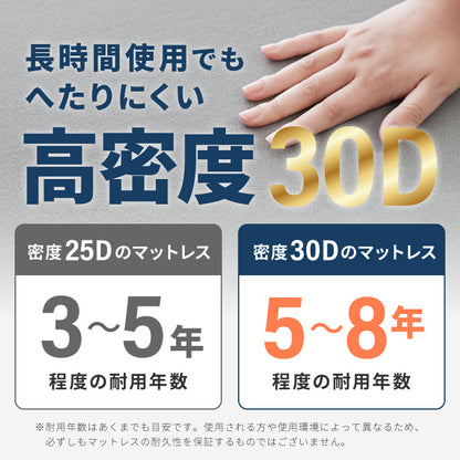 高反発マットレス セミシングル 極厚10cm 高密度 30D 高反発 300N フラット 三つ折り 硬め ウレタン へたりにくい 活性炭入り 消臭 両面仕様 リバーシブル へたりにくい 洗える 超高反発 敷布団