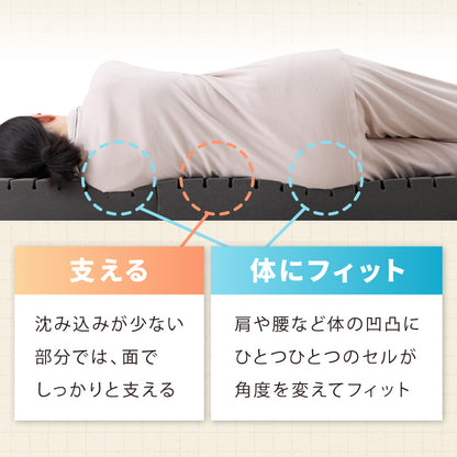 マットレス 折りたたみ 高反発 竹炭入り シングル 3Dセル 3つ折り 厚さ10cm 190N 25D 復元率99% ロール梱包 抗菌 防臭 リバーシブル 洗える ウォッシャブル ニット メッシュ ごろ寝 敷布団 ホワイト【送料無料】