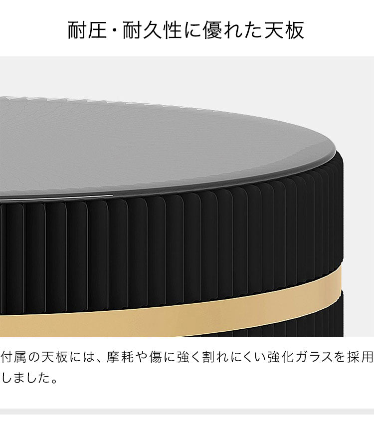ペーパーセンターテーブル 折りたたみ 幅78cm 高さ35cm 円形 ガラス天板 紙製 ハニカム構造 耐荷重50kg 撥水加工 クラフト紙 ブラック おしゃれ 北欧 モダン 上品 高級感 紙テーブル 丸テーブル(代引不可)