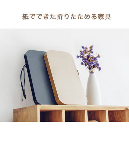 スツール 折りたたみ ペーパースツール 紙製 高さ42cm 耐荷重300kg 工具不要 組み立て簡単 撥水加工 PUクッション付き 隙間収納 丸形 シンプル モダン ユニーク 来客用 旅行 おしゃれ コンパクト オットマン サイドテーブル