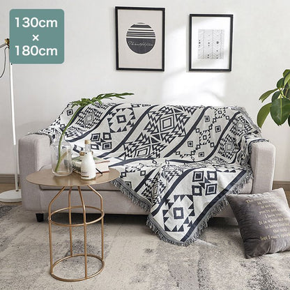 マルチカバー 北欧 130×180cm 長方形 幾何学模様 リバーシブル 両面 洗える ウォッシャブル おしゃれ 2人掛け オールシーズン マルチクロス テーブルクロス ソファカバー ソファーカバー ブランケット ラグ テーブルクロス スロー