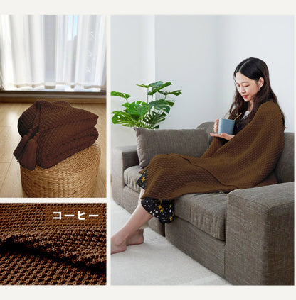 フリンジ付き ブランケット マルチカバー 大判 おしゃれ 北欧 ソファー 130×170cm タオルケット ニット冷房対策 フリンジ ソファ 北欧 ベッドカバー オールシーズン インテリア ソファーカバー ポンポン ひざ掛け 毛布