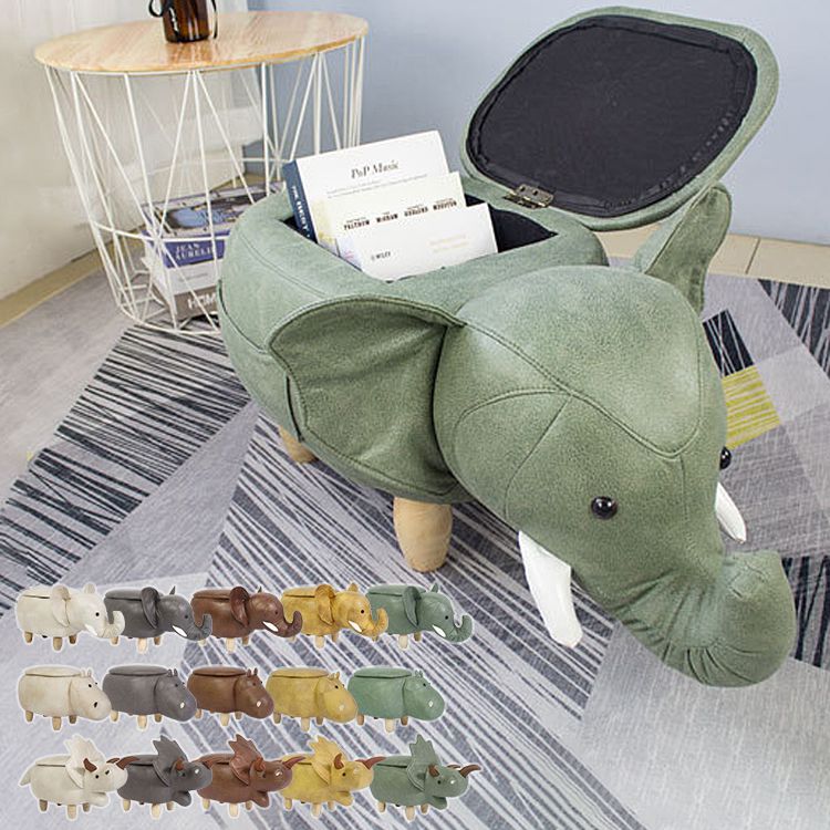 スツール 収納 アニマル 耐荷重150kg 簡単組み立て どうぶつ型 ゾウ カバ 恐竜 インテリア 椅子 来客時 チェア かわいい キュート ポップ アニマルスツール 収納スツール サイドテーブル オットマン 動物スツール アニマルチェア