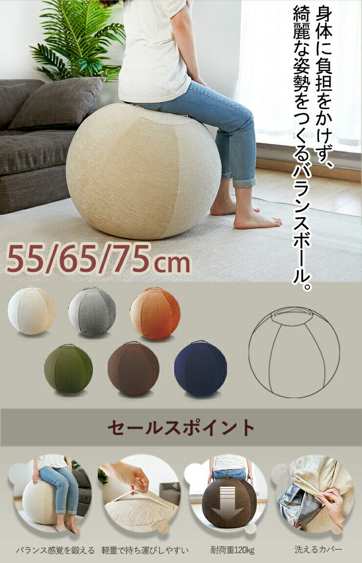 バランスボールカバー ヨガボールカバー カバー 3サイズ有り バランスチェア 55cm 65cm 75cm おしゃれ かわいい シェニール ヨガ 布団収納袋 収納袋 クッションカバー ソファカバー