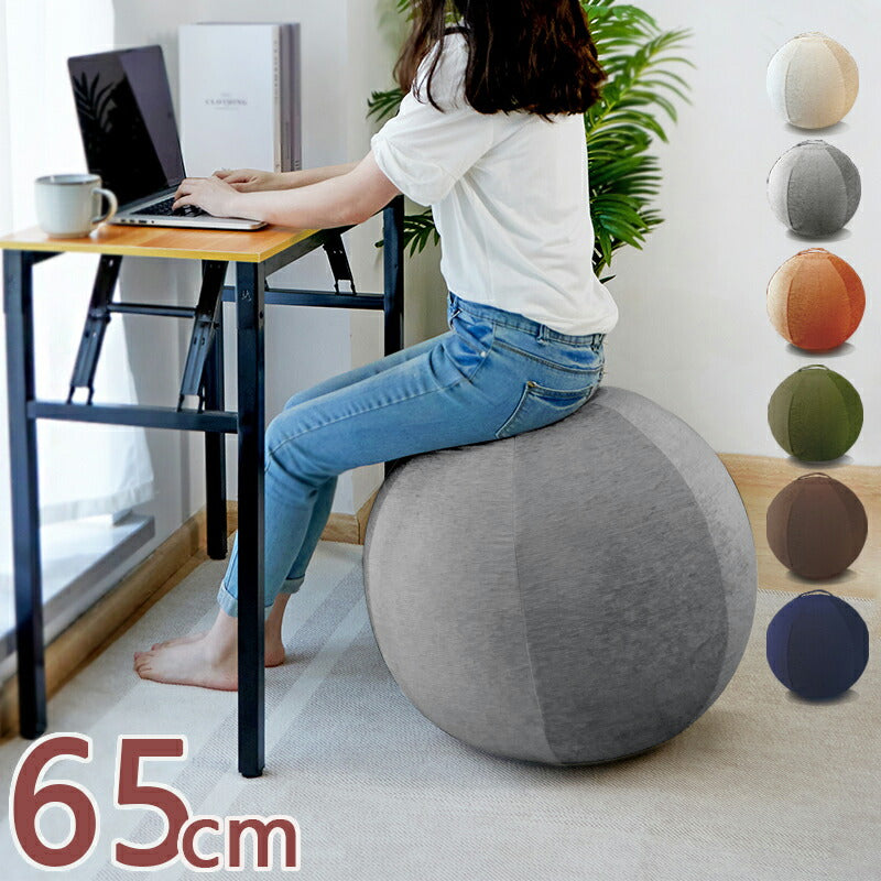 バランスボール バランスチェア 椅子 65cm カバー付 空気入れ付 おしゃれ かわいい シェニール ヨガ バランススツール ボール オットマン ラウンジチェア 体幹 トレーニング 筋トレ エクササイズ