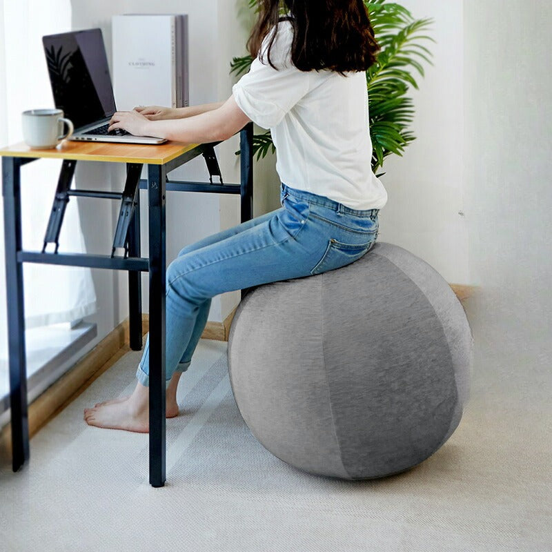 バランスボール バランスチェア 椅子 65cm カバー付 空気入れ付 おしゃれ かわいい シェニール ヨガ バランススツール ボール オットマン ラウンジチェア 体幹 トレーニング 筋トレ エクササイズ