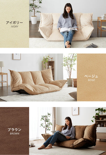ローソファ 2人掛け 42段階リクライニング ベロア調 極厚 クッション 20cm厚 ふっくら 北欧 シンプル おしゃれ かわいい リクライニングソファ フロアソファー ソファベッド ソファーベッド ごろ寝ソファ リビングソファ