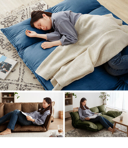 ローソファ 2人掛け 42段階リクライニング ベロア調 極厚 クッション 20cm厚 ふっくら 北欧 シンプル おしゃれ かわいい リクライニングソファ フロアソファー ソファベッド ソファーベッド ごろ寝ソファ リビングソファ