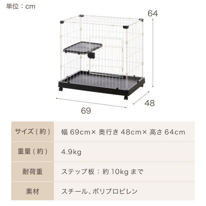 猫 ケージ 1段 おしゃれ スリム コンパクト キャスター付 脱走防止 お手入れ簡単 ペットケージ キャットケージ キャット ケージ キャットハウス ペットハウス 室内 屋内 保護 保護猫 ハウス