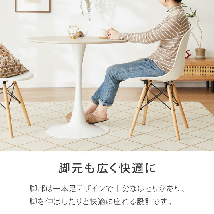 ダイニングテーブル カフェテーブル 丸テーブル 一人暮らし 白 幅80cm 北欧 お手入れ簡単 円形 スチール MDF ホワイト 省スペース 高さ73cm 組み立て簡単 円型 おしゃれ ホワイト 韓国インテリア 木製  大理石色