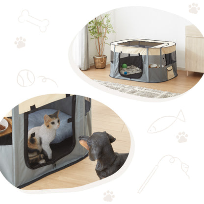 ペットサークル 折りたたみ XL 小型犬 中型犬 猫 収納 飛び出し防止屋根付き 室内 屋外 持ち運び コンパクト アウトドア 旅行 災害対策 ペットケージ ペットハウス プレイサークル 犬 ケージ サークル【送料無料】