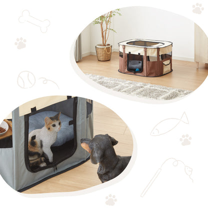 ペットサークル 折りたたみ S 小型犬 中型犬 猫 収納 飛び出し防止屋根付き 室内 屋外 持ち運び コンパクト アウトドア 旅行 災害対策 ペットケージ ペットハウス プレイサークル 犬 ケージ サークル【送料無料】