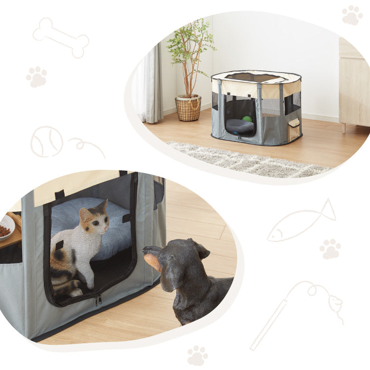 ペットサークル 折りたたみ M 小型犬 中型犬 猫 収納 飛び出し防止屋根付き 室内 屋外 持ち運び コンパクト アウトドア 旅行 災害対策 ペットケージ ペットハウス プレイサークル 犬 ケージ サークル【送料無料】