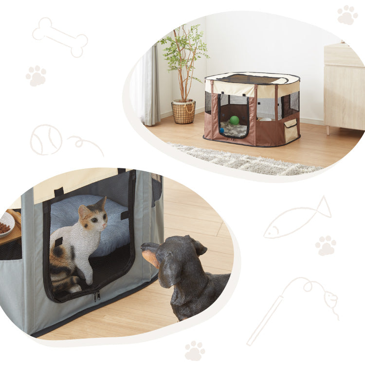ペットハウス ペットサークル ケージ 折り畳み 持ち運び簡単 犬 猫 キャット ペットサークル 折りたたみ L 小型犬 中型犬 猫 収納 飛び出し防止屋根