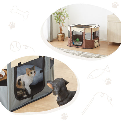 ペットサークル 折りたたみ L 小型犬 中型犬 猫 収納 飛び出し防止屋根付き 室内 屋外 持ち運び コンパクト アウトドア 旅行 災害対策 ペットケージ ペットハウス プレイサークル 犬 ケージ サークル【送料無料】