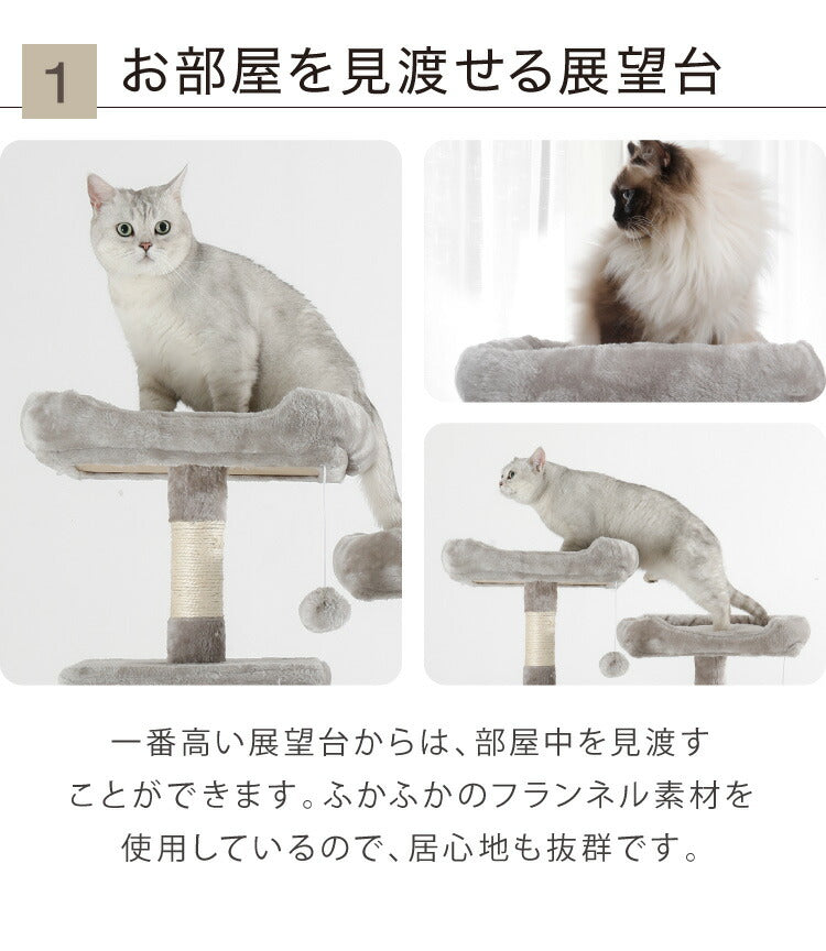 キャットタワー 据え置き 大型 60×40cm 高さ164cm 爪とぎ スロープ