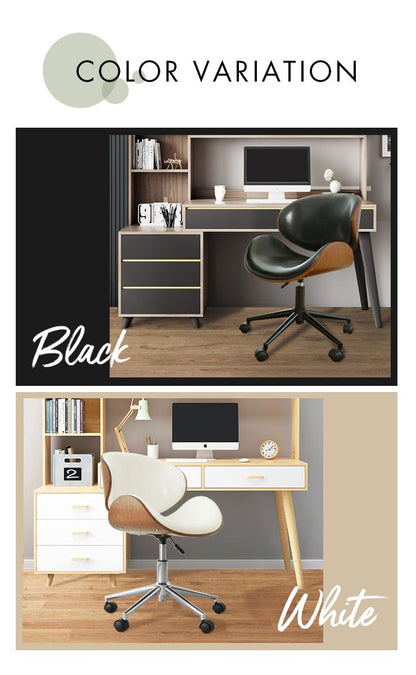 Eames デスクチェア おしゃれ 天然木 高さ調節可 キャスター付き PUレザー 黒 白 北欧 ヴィンテージ モダン ワークチェア チェア PCチェア オフィスチェア チェア イス 椅子 無段階 回転式 デザイナーズ リプロダクト