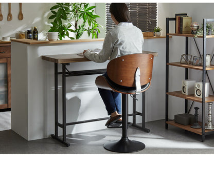 カウンターチェア 背もたれ付き 足置き付き 回転式 昇降式 無段階 木製 PUレザー ブラック ホワイト レザー調 ヴィンテージ カフェ レトロ モダン 北欧 おしゃれ バーチェア ハイチェア チェア イス 椅子 1脚 2脚