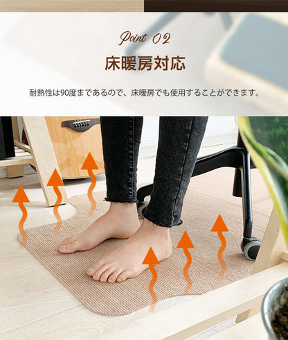 チェアマット 凸形 長方形 120cm×90cm ソフトタイプ オフィスマット ソフトタイプ 床暖房対応 ノンホルム 床 保護 洗濯可能 フリーカット 無地 ナチュラル フローリング マット ペットマット イス チェア デスク