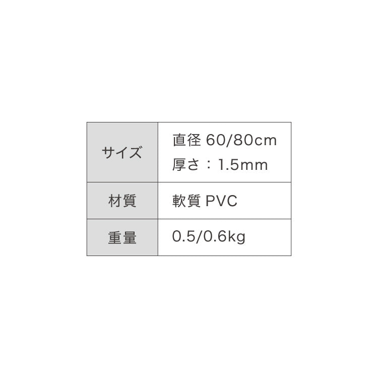 テーブルマット 透明 円形 60cm 80cm 厚さ1.5mm PVC 撥水 抗菌 耐熱 ノンホルマリン仕様 クリアマット フリーカット 円形テーブル 丸テーブル カフェテーブル 透明マット クリアシート PVCマット ビニールクロス