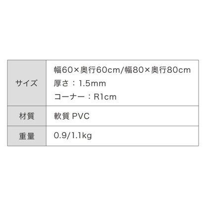 テーブルマット 透明 角型 60×60cm 80×80cm PVC 1.5mm厚 抗菌 キズ防止 防汚 撥水 防水 耐熱 フリーカット カフェテーブル 円形テーブル クリアマット テーブルクロス ビニールクロス PVCマット