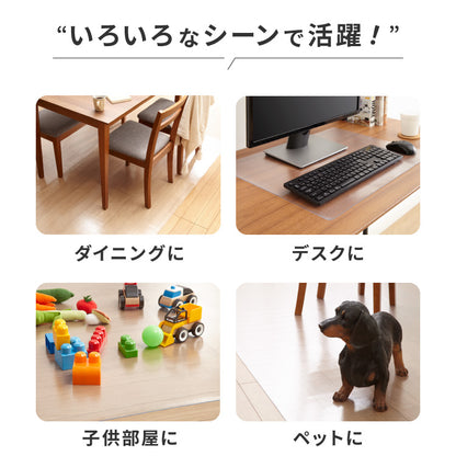 キッチンマット 240cm×60 拭ける クリア 透明 1.5mm厚 大判 PVC 撥水 床暖房対応 収納 シンプル 床保護シート おくだけ【送料無料】