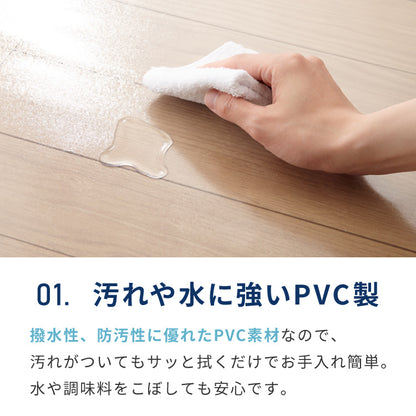 キッチンマット 240cm×60 拭ける クリア 透明 1.5mm厚 大判 PVC 撥水 床暖房対応 収納 シンプル 床保護シート おくだけ【送料無料】