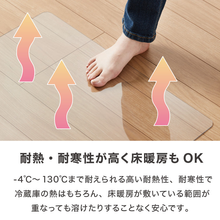 冷蔵庫マット ポリカーボネート M 67×67cm 2mm厚 防カビ 床保護 キズ防止 防汚 撥水 防水 防振 防音 耐衝撃 床暖房対応 クッションフロア対応 450L~550L冷蔵庫対応 冷蔵庫パネル クリアマット【送