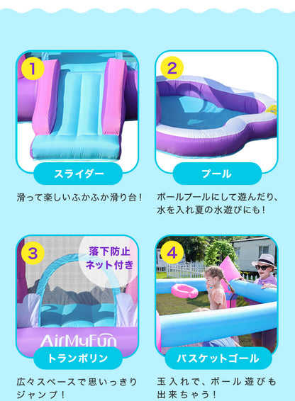 大型プール 滑り台 エアー遊具 海外 子供用プール 自宅用プール 家庭用プール ファミリープール ビニールプール ウォータースライダー 夏休み 水遊び アスレチック キッズ 遊具