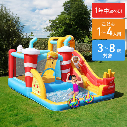 大型プール 滑り台 エアー遊具 海外 子供用プール 自宅用プール 家庭用プール ファミリープール ビニールプール ウォータースライダー 夏休み 水遊び アスレチック キッズ 遊具
