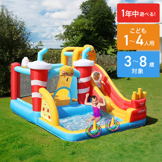 大型プール 滑り台 エアー遊具 海外 子供用プール 自宅用プール 家庭用プール ファミリープール ビニールプール ウォータースライダー 夏休み 水遊び アスレチック キッズ 遊具