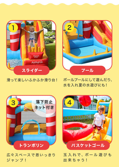 大型プール 滑り台 エアー遊具 海外 子供用プール 自宅用プール 家庭用プール ファミリープール ビニールプール ウォータースライダー 夏休み 水遊び アスレチック キッズ 遊具