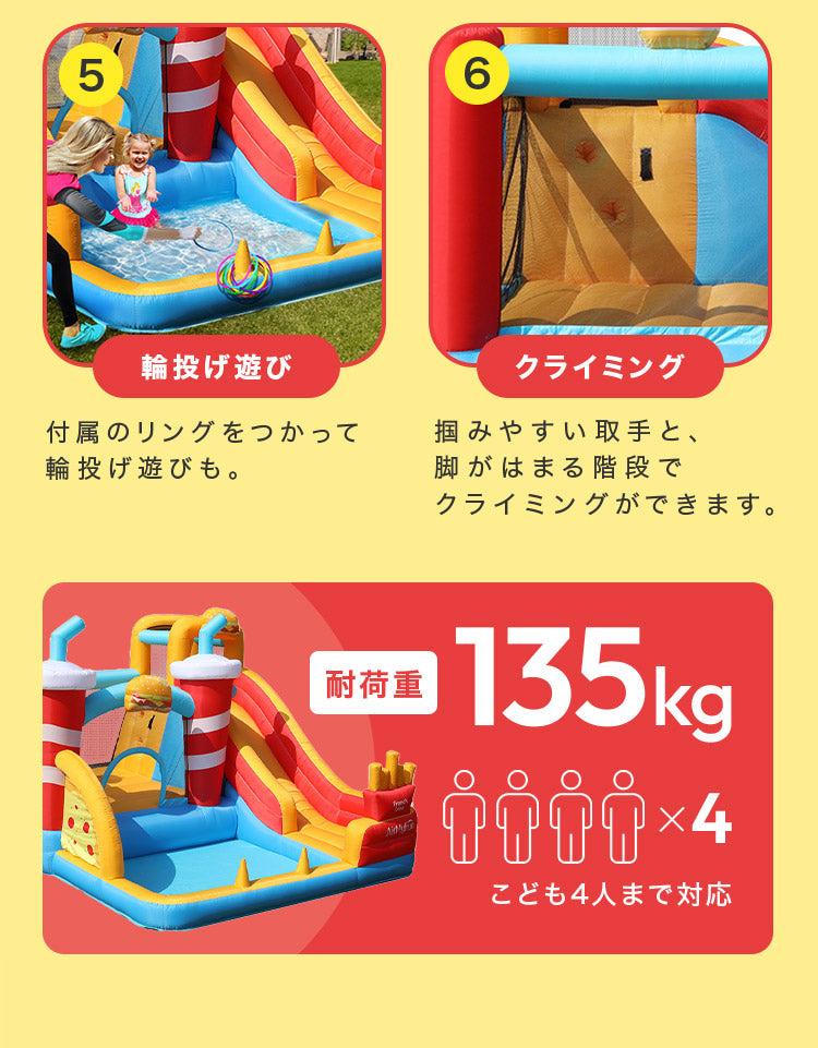 大型プール 滑り台 エアー遊具 海外 子供用プール 自宅用プール 家庭用プール ファミリープール ビニールプール ウォータースライダー 夏休み 水遊び アスレチック キッズ 遊具