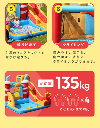 大型プール 滑り台 エアー遊具 海外 子供用プール 自宅用プール 家庭用プール ファミリープール ビニールプール ウォータースライダー 夏休み 水遊び アスレチック キッズ 遊具