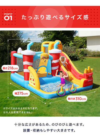 大型プール 滑り台 エアー遊具 海外 子供用プール 自宅用プール 家庭用プール ファミリープール ビニールプール ウォータースライダー 夏休み 水遊び アスレチック キッズ 遊具