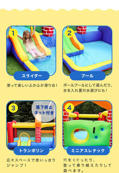 大型プール 滑り台 エアー遊具 海外 子供用プール 自宅用プール 家庭用プール ファミリープール ビニールプール ウォータースライダー 夏休み 水遊び アスレチック キッズ 遊具