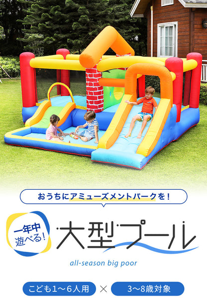 大型プール 滑り台 エアー遊具 海外 子供用プール 自宅用プール 家庭用プール ファミリープール ビニールプール ウォータースライダー 夏休み 水遊び アスレチック キッズ 遊具