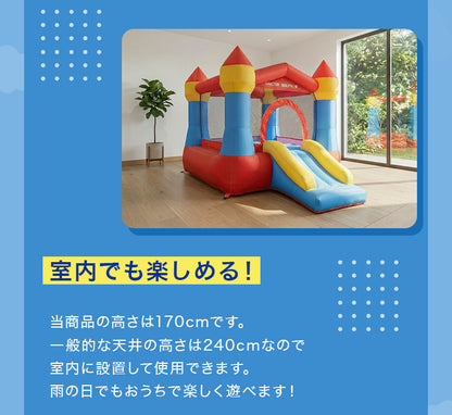 エアー遊具 コンパクト トランポリン スライダー プール すべり台 遊具 エアー こども キッズ 室内 アウトドア 屋外 レジャー ビニールプール 大型プール ふわふわ遊具 キッズハウス 手軽 海外(代引不可)