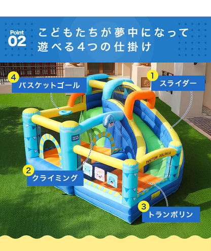 エアー遊具 大型 トランポリン スライダー クライミング バスケットゴール プール 大型遊具 遊具 すべり台 エアー こども キッズ 室内 アウトドア 屋外 ビニールプール 大型プール ふわふわ遊具(代引不可)