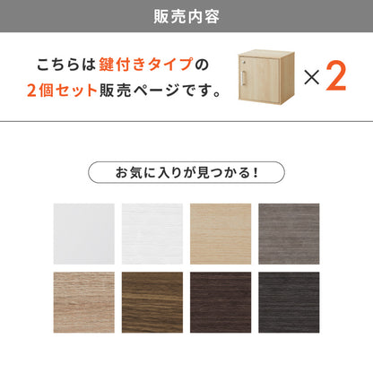 キューブボックス 鍵付 扉付き 2個セット 収納 木製 組み合わせ自由 おしゃれ ナチュラル 鍵 鍵付き カラーボックス 収納ボックス 収納棚 インテリア 一人暮らし 新生活 オフィス セット