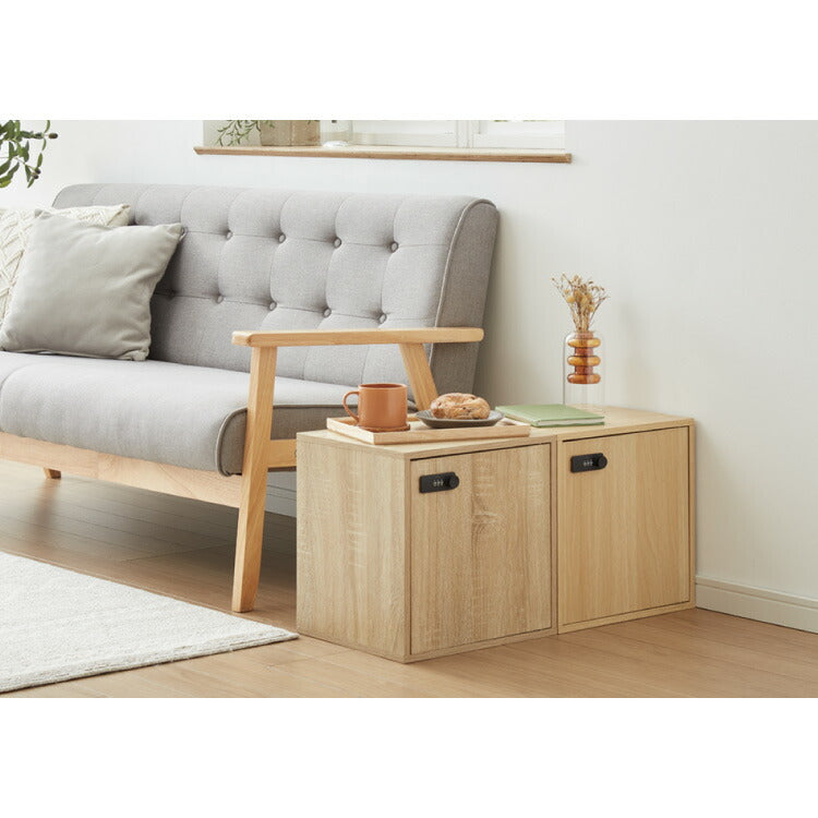 キューブボックス A4 木目 鍵付き 扉付き 幅35cm レイアウト自由自在 ダイヤル ダイヤル錠付きボックス 収納 収納ボックス 整理整頓 A4サイズ 本棚 ラック 収納ラック 鍵付きラック レイアウト自由